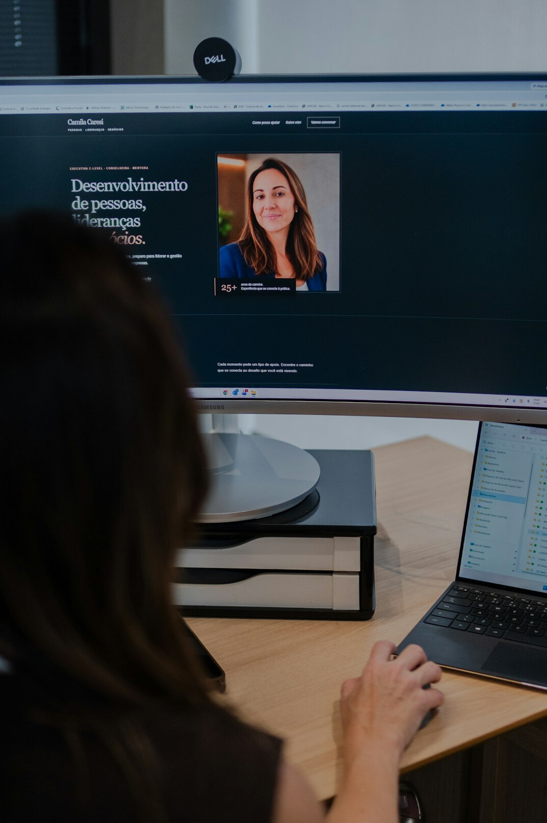student using laptop for online course